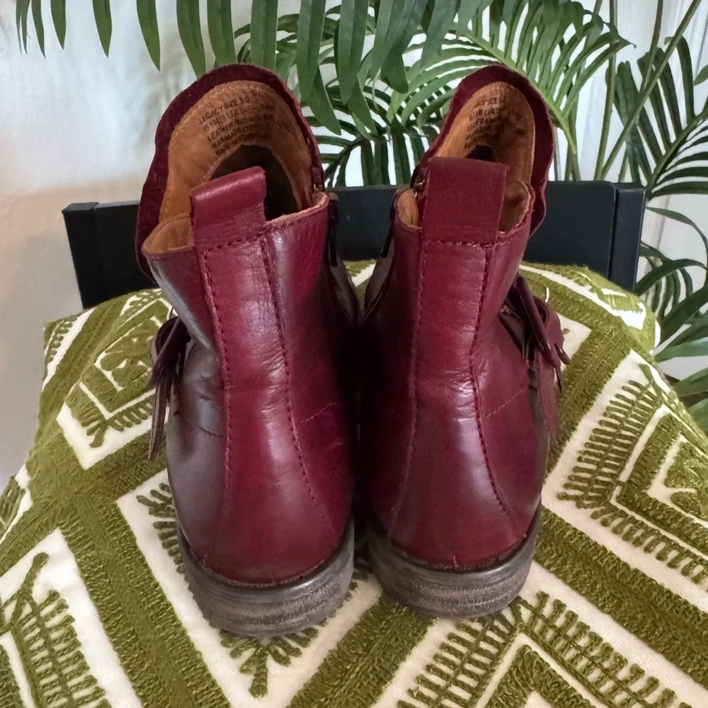 Miz Mooz  “Legacy” Burgundy Leather Ankle Boots with Buckles Size 8 - Picture 4 of 9